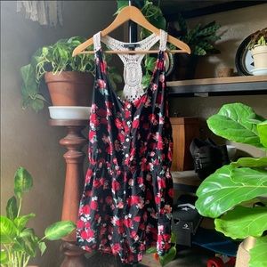 BOGO 50% F21 Floral Romper with crotchet Razorback